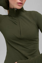 ALO Softsculpt Precision 1/4 Zip Long Sleeve - Green Olive