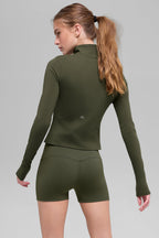 ALO Softsculpt Precision 1/4 Zip Long Sleeve - Green Olive