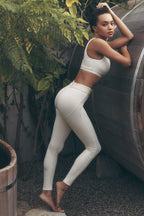Airbrush High-Waist Heart Throb Legging - Oat Milk/White
