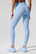 Alosoft High-Waist Heart Throb Legging - Seashell Blue Heather/White