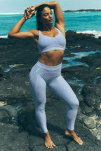Alosoft High-Waist Heart Throb Legging - Seashell Blue Heather/White