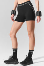 4” Airbrush High-Waist Heart Throb Short - Black/White
