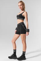 4” Airbrush High-Waist Heart Throb Short - Black/White